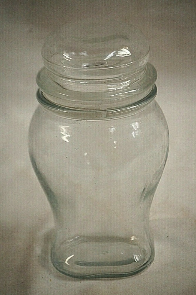 Clear Glass Covered Candy Nut Dish Jar w Stopper Unknown Maker Marked 13 Bottom