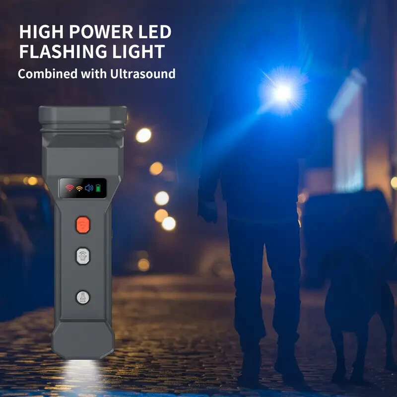 Ultrasonic Transmitter Dog Repeller-with Flashlight and Beeper, USB Charger