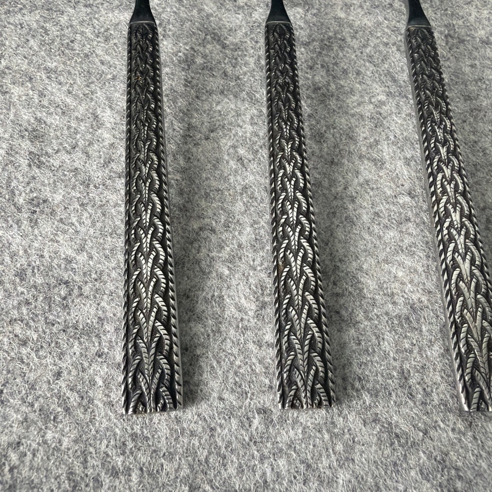 4 MCM JAPAN STAINLESS STEEL FLATWARE BRAIDED ROPE PATTERN Dinner Spoons