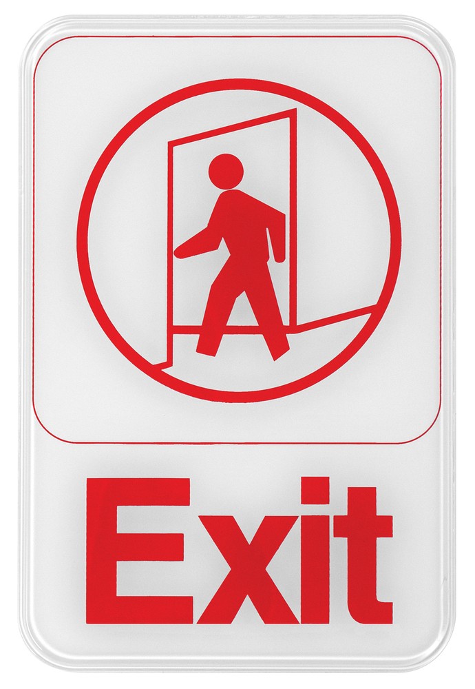 Information Sign, "Exit", 6" x 9", White (12 Each)