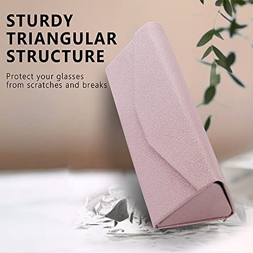 2 Pack Eyeglass Case Hard Shell with Foldable Design, Lxy_pink(2 Pack)