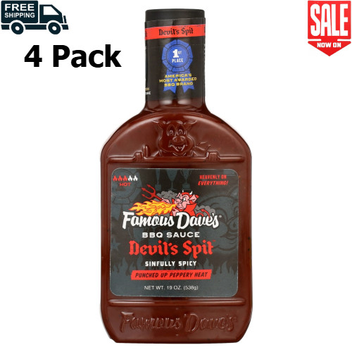(4 pack) Famous Dave's Devil's Spit BBQ Sauce, 19 oz