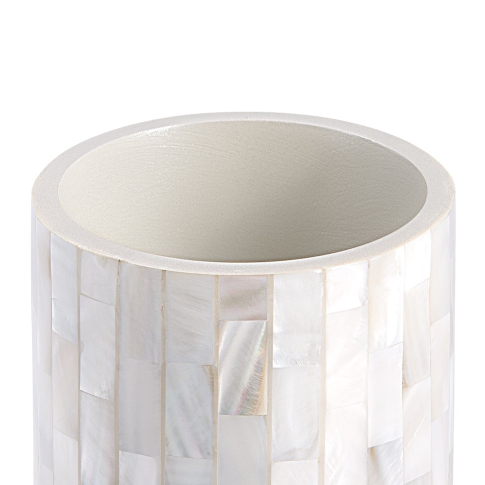 Pearlescent Tile Pattern Resin Toothbrush Holder for Bathroom Sink