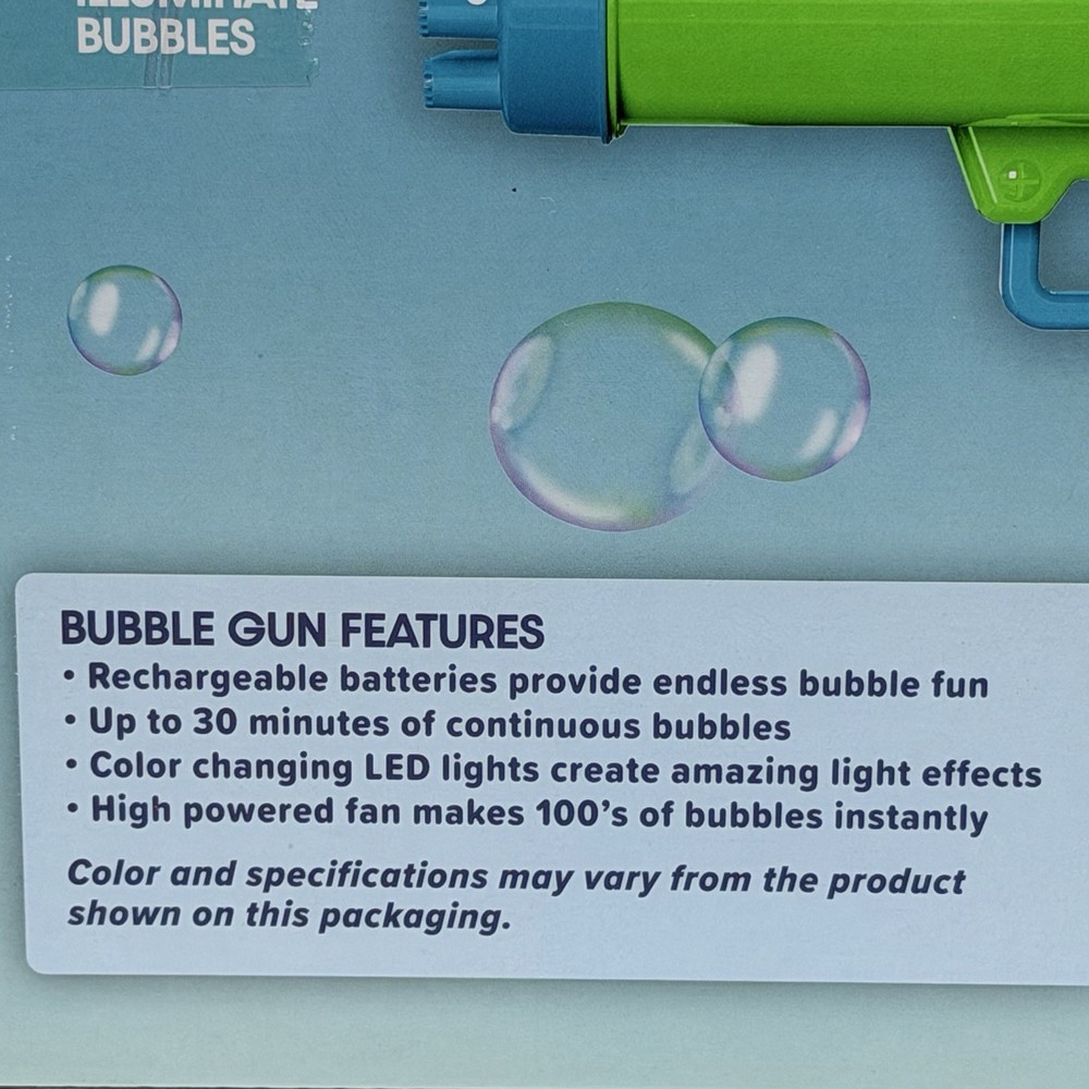 Bunch'a Bubbles Bubble Gun Blaster Green LED Lit Rechargeable New