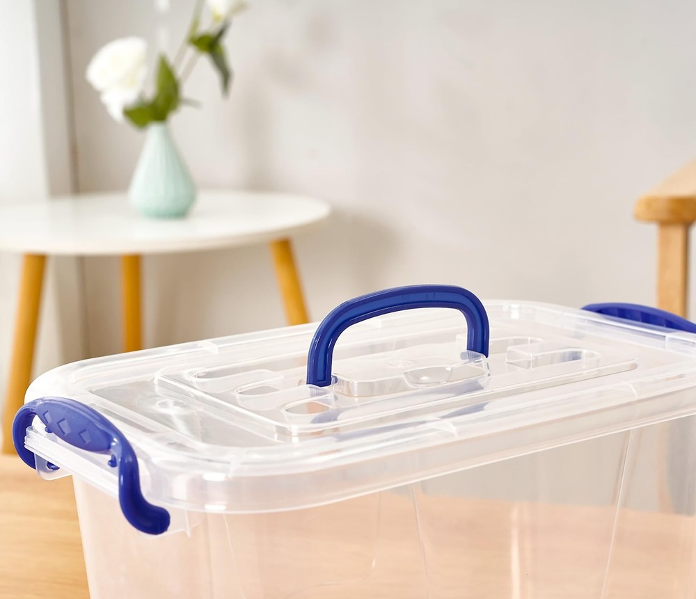 6-Pack Clear Plastic Storage Bin with Lids, Stackable Organizer Box with Latc...