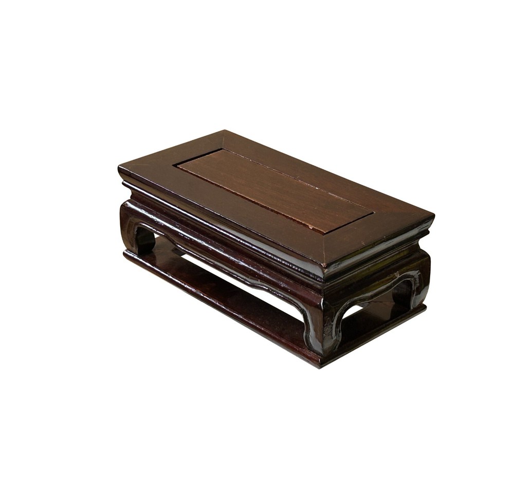 7.5" Reddish Brown Rectangular Curve Legs Wood Display Stand Riser st1108