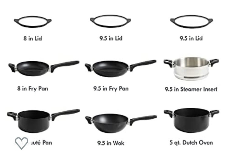 Kenmore Elite 9 Piece Grayson Stackable Nonstick Aluminum Cookware Set New