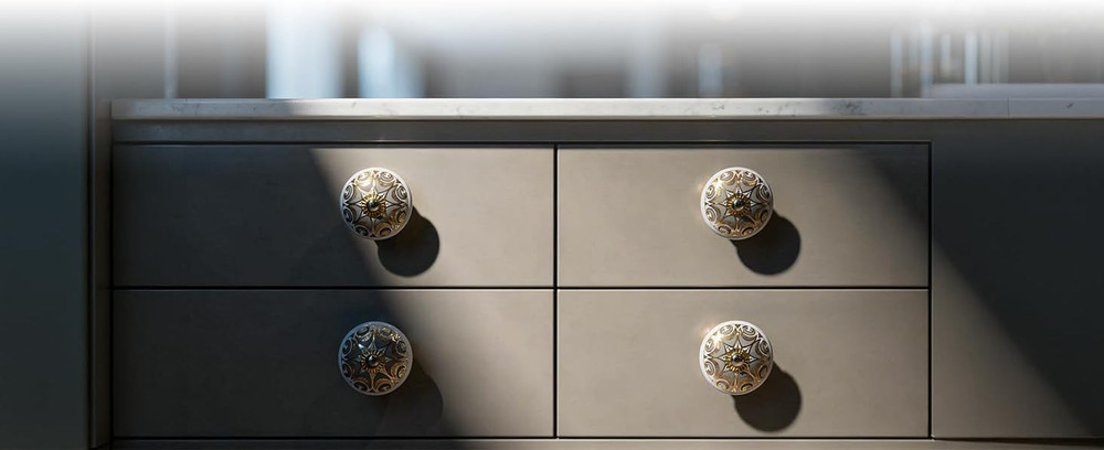 Cabinet Knobs Boho Grey Ceramic Dresser Pull Handle Kitchen Assorted Kitchen Cab