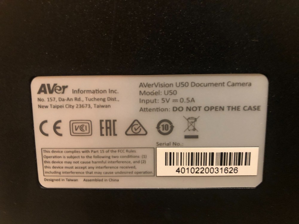 AVer AVerVision U50 Flex Arm Document Camera With USB Cable and Disc