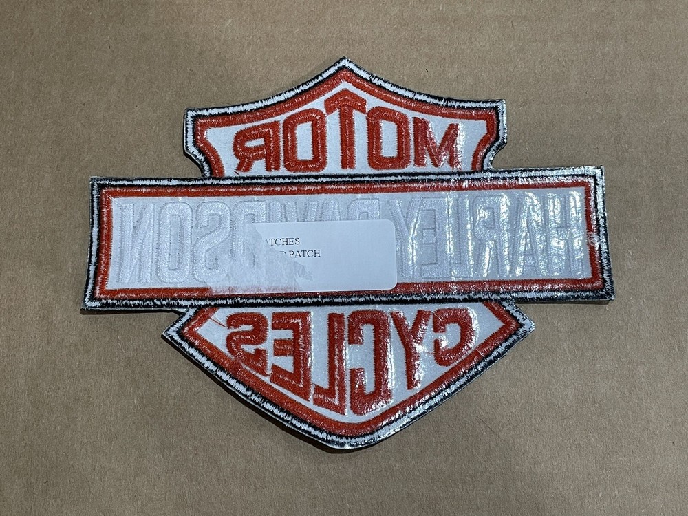 Harley Davidson Classic Black - Orange Patch BAR & SHIELD - NEW. 7”x 5-1/2”