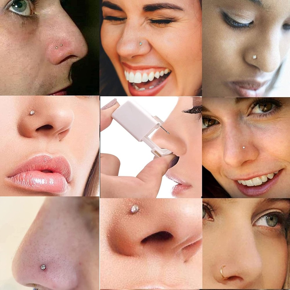 Disposable Nose Piercing Gun Kit with Rings