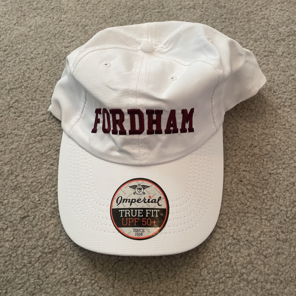 Imperial Fordham University Rams White Adjustable Performance Cap Hat UPF 50 New