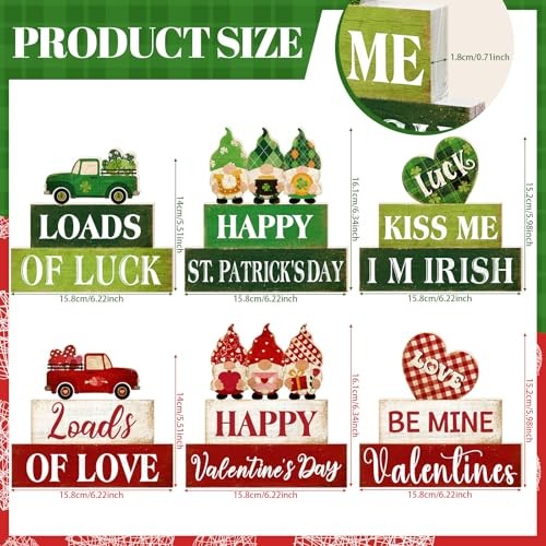 3 Pcs Valentines Day Decor St. Patricks Day Decorations Double Sided Theme