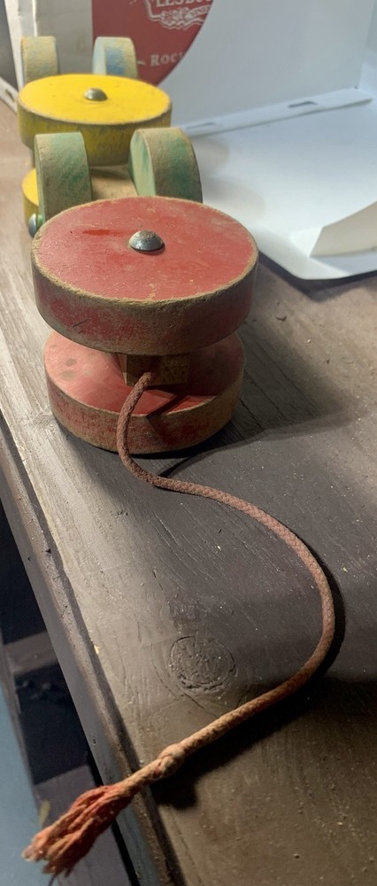 VINTAGE WOODEN CATERPILLAR PULL TOY