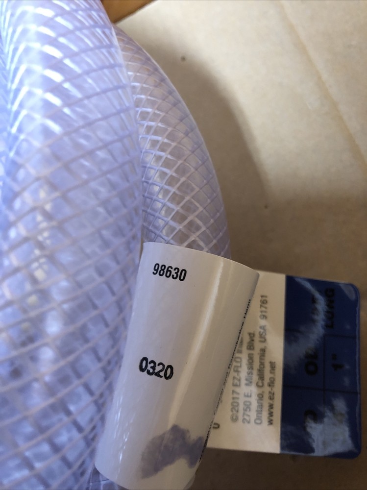Lot Of 2 EZ-FLO 98630 PVC Clear Vinyl Tubing, 1 inch OD, 10 Ft Brand New