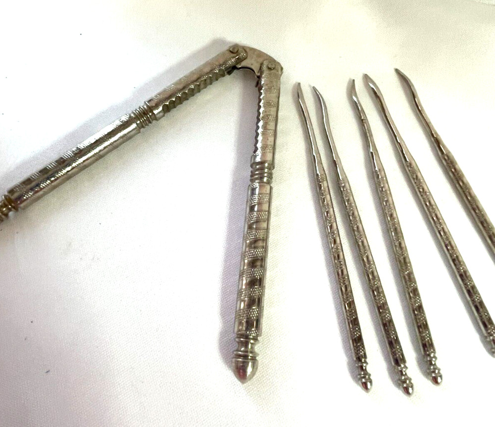 Vintage Hand Held Nutcracker Nut Shellfish Cracker With 5 Picks