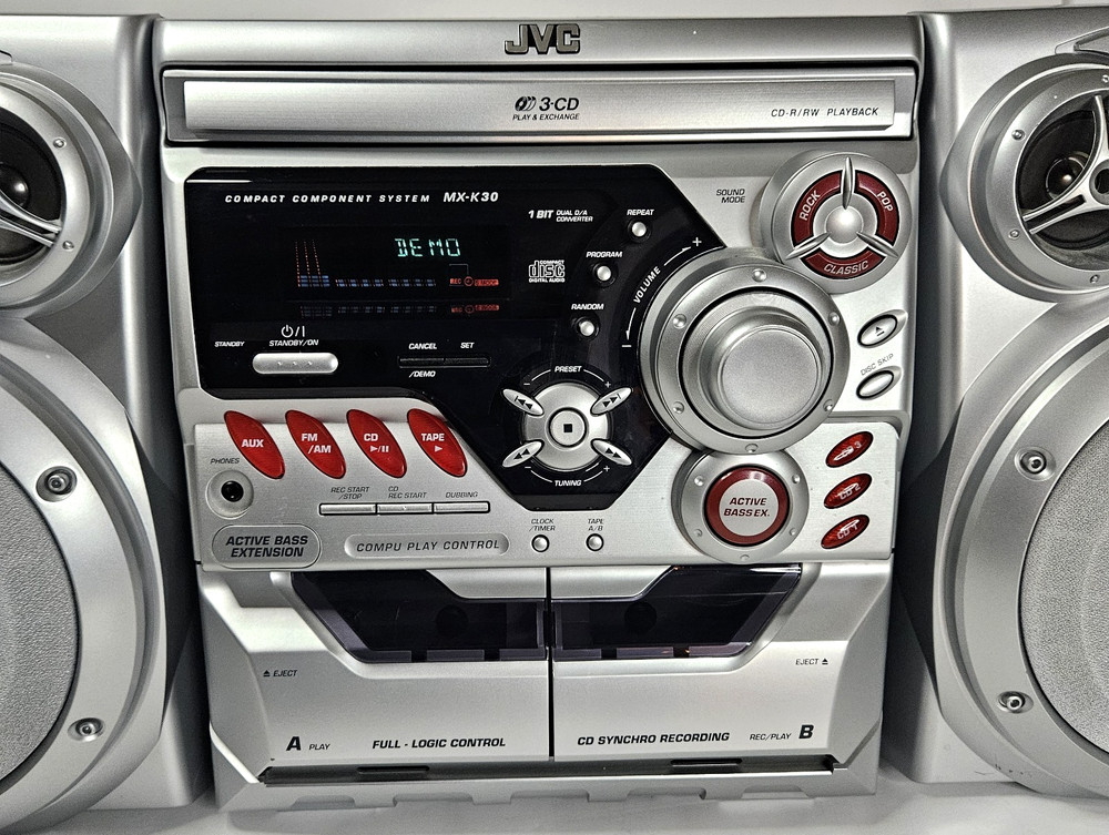 JVC Compact Component System MX-K30 Stereo Cassette Bass. Tested.
