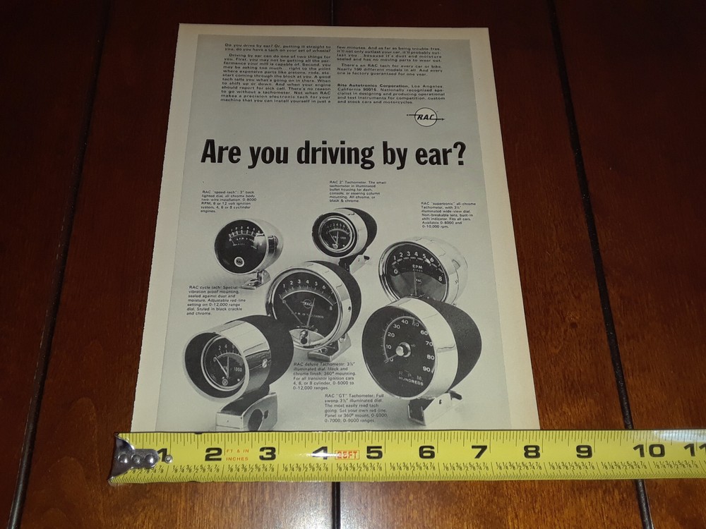 1966 RAC TACHOMETER ORIGINAL AD