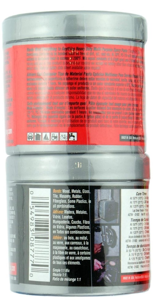 Two Part Heavy Duty Epoxy Adhesive Paste 1/2 lb Charcoal Gray