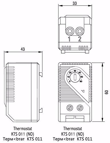 KTS011 0-60℃ Compact Mechanical Thermostat Sensor Temperature Controller New ...
