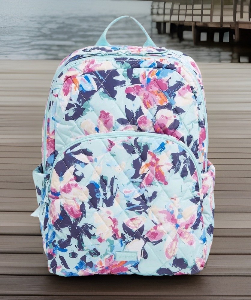 Vera Bradley Essential Large Backpack *Blue Floating Blossoms* NWT $195