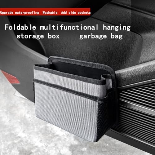 Car Trash Can, Foldable Multifunctional Hanging Storage Box Trash Can black