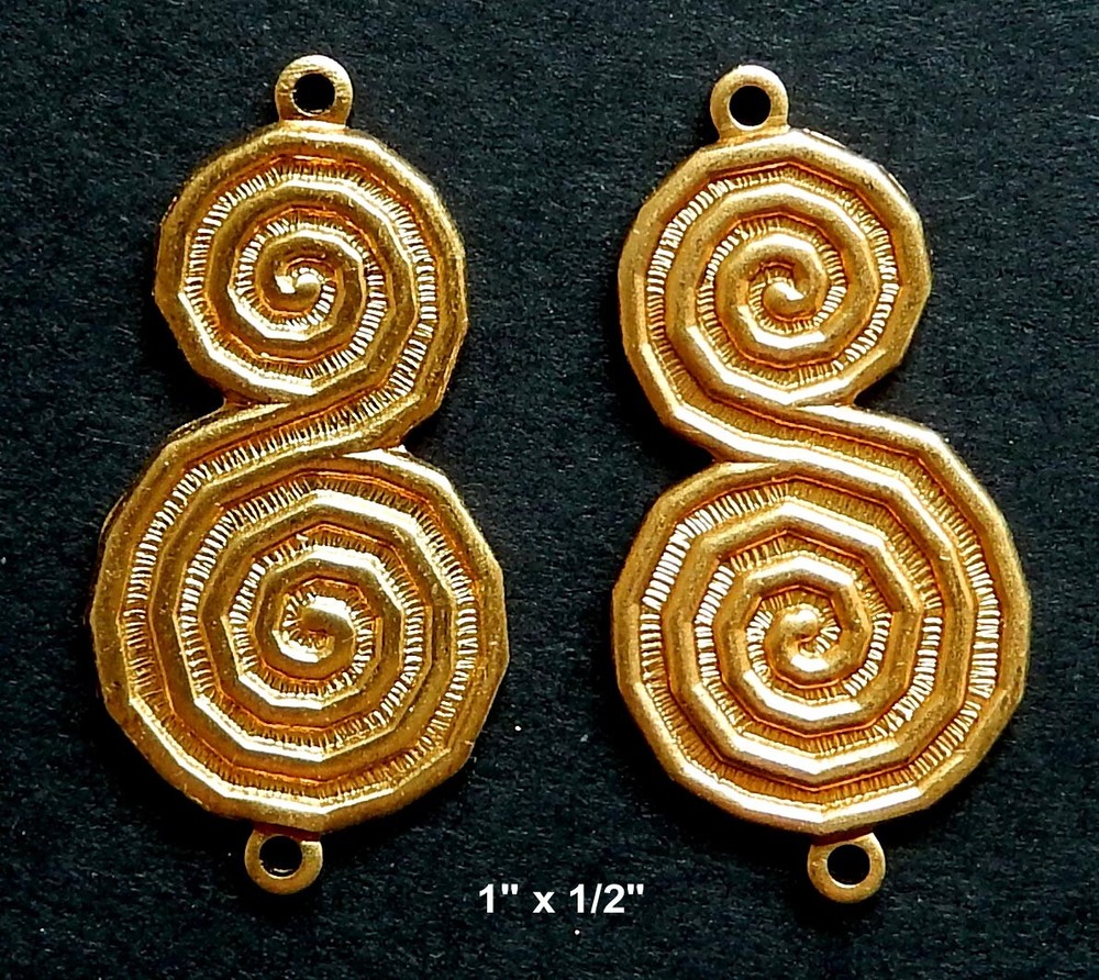 Greek Design / Raw Brass Stamping /Mirror Image / One Pair