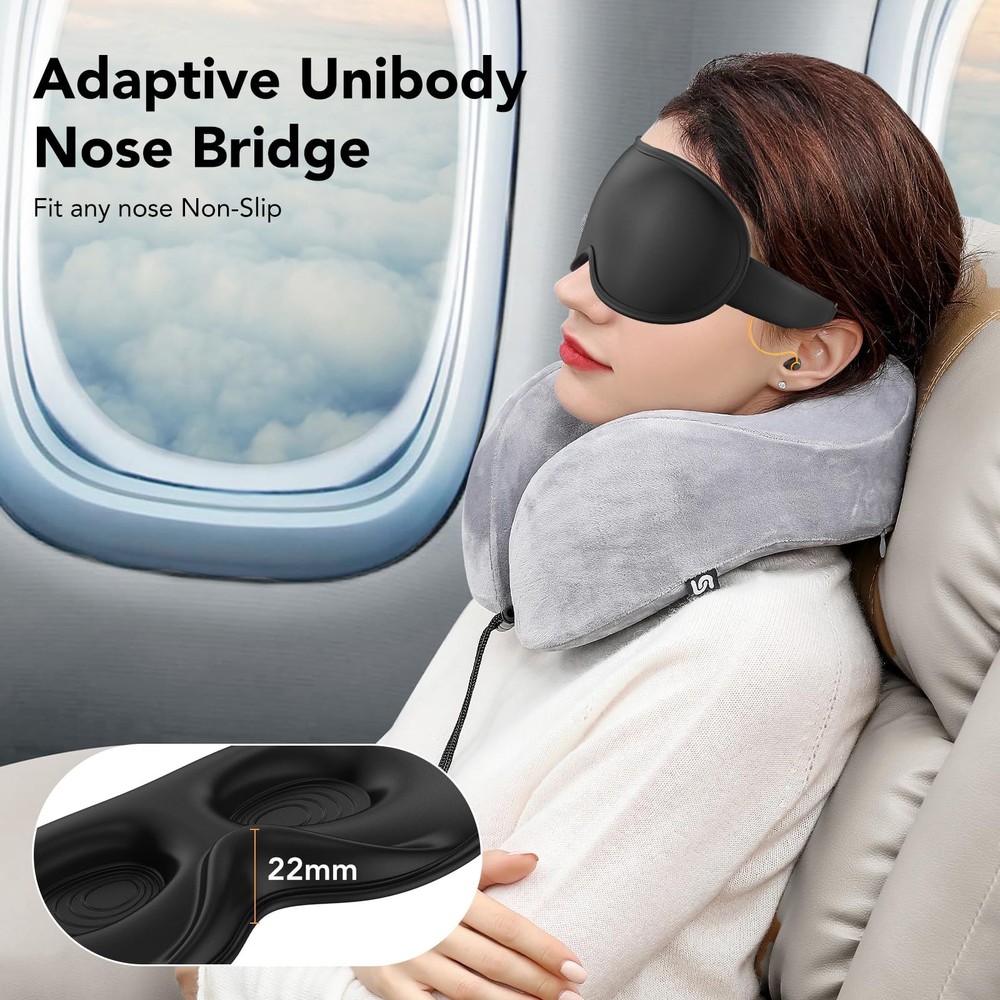 Light Blocking Sleep Mask with Adjustable Strap, 1 Count (Pack of 1), Black