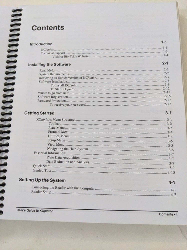 Bio-Tek instruments KC junior - Instruction Book / User Guide
