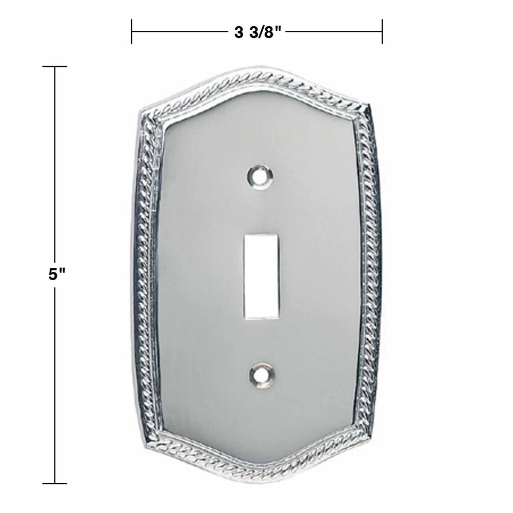 2 Switchplate Roped Chrome Single Toggle/Dimmer | Renovator's Supply