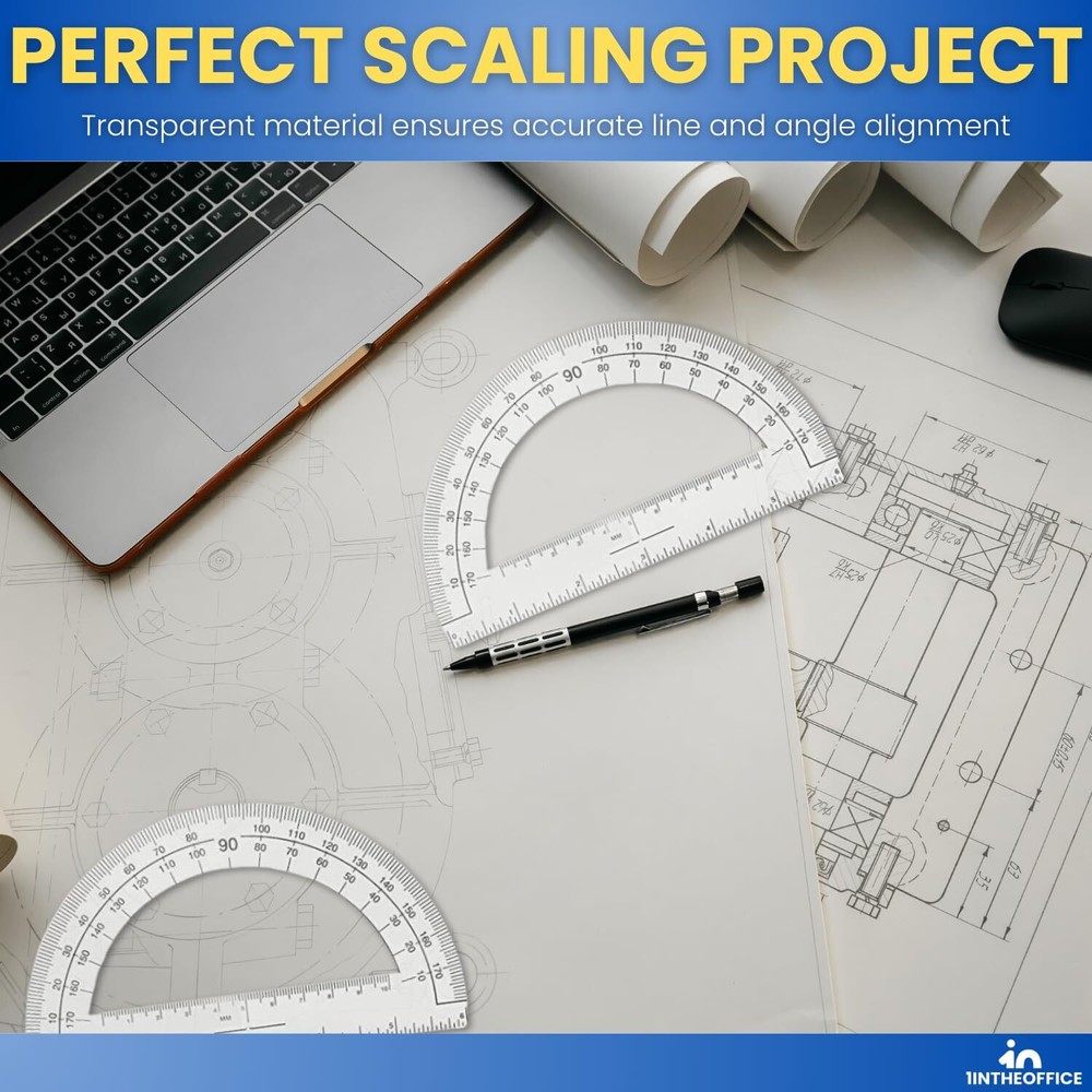 6 Pack Clear Plastic Protractor 6 Inch 180 Degrees Geometry Tools