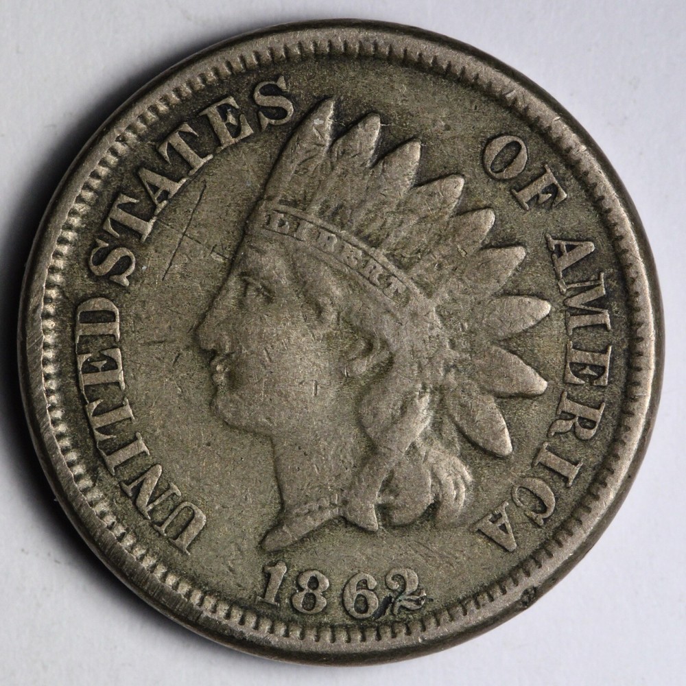 1862 Indian Head Cent Penny VF E147 URL