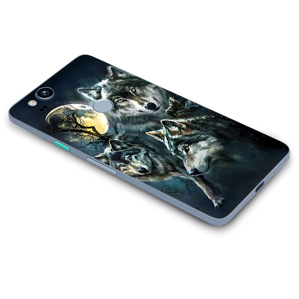 Google Pixel 2 Skins Decal Wrap 3 Wolves Moonlight