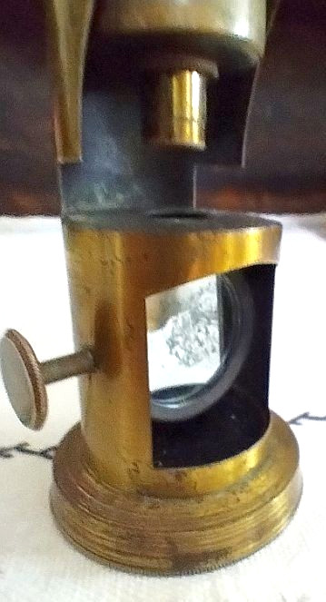 Old brass field microscope