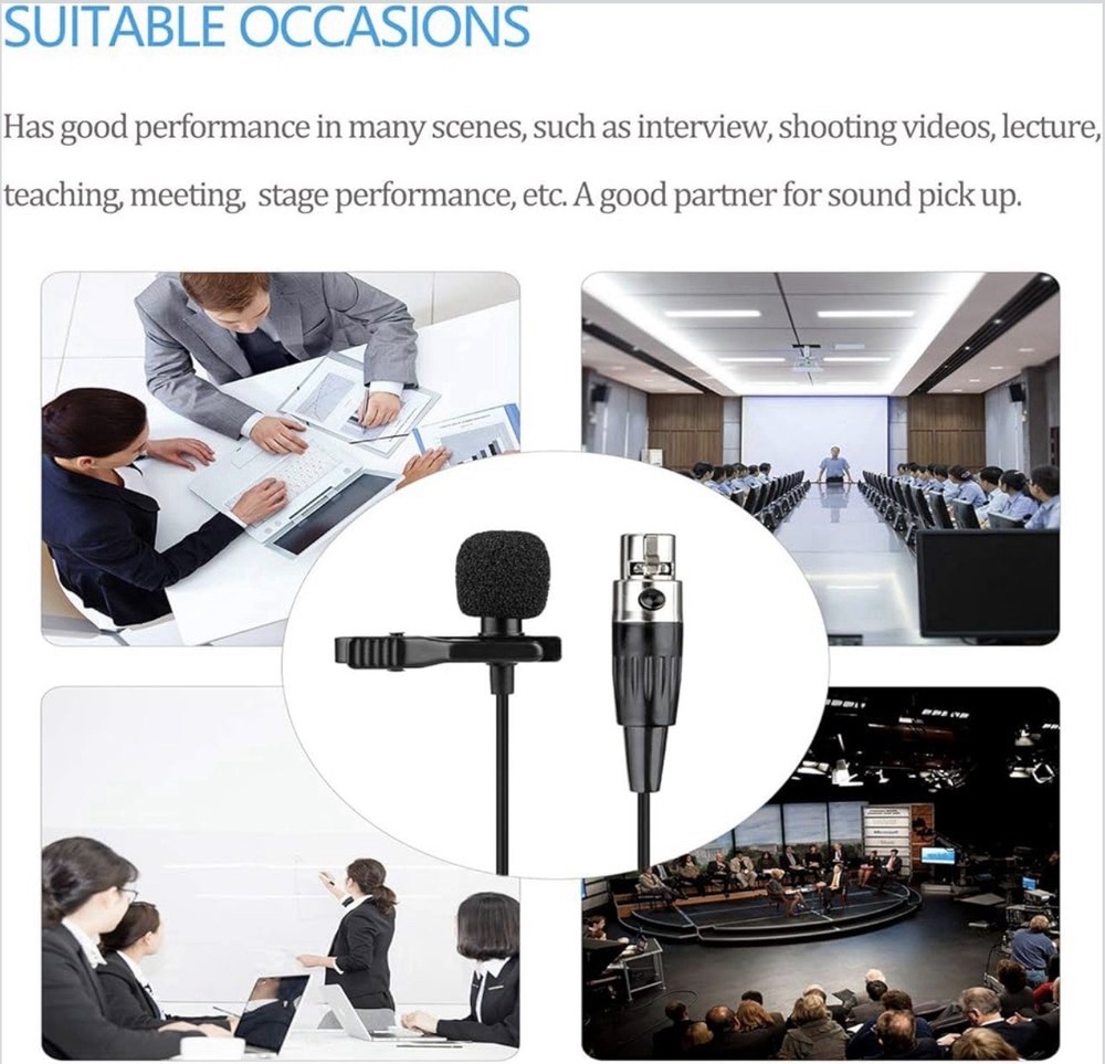 Lavalier Microphone Lapel Microphone Compatible with Shure Wireless Transmitter