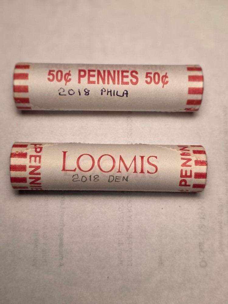 2018 P&D UNC SHIELD PENNY ROLLS 2 TOTAL