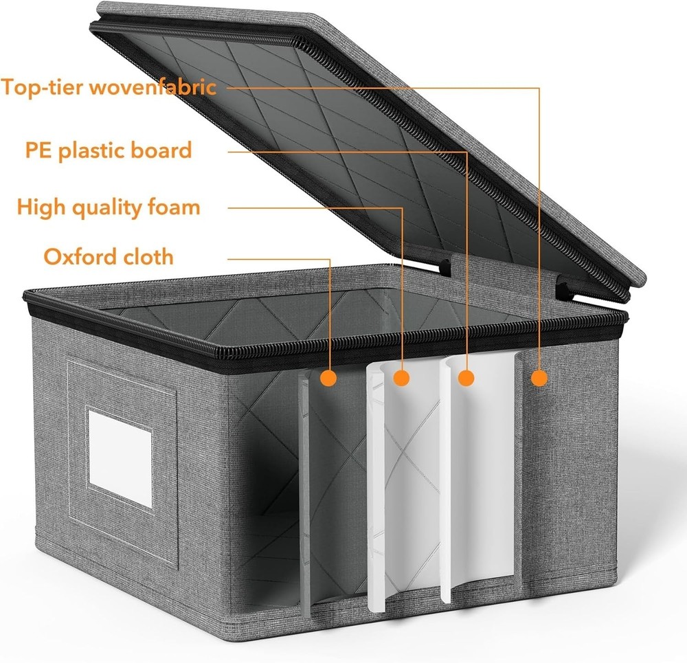 China Storage Containers 6 Pack, Stackable Hard Shell Quilted Cases with Soft