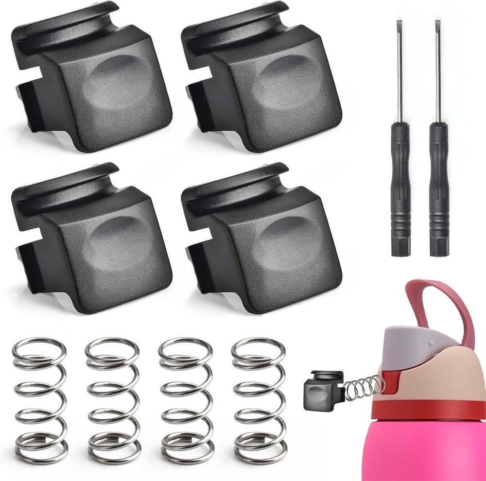 4-Pack Owala FreeSip Button Replacement with Springs & Screwdriver for Easy Fix