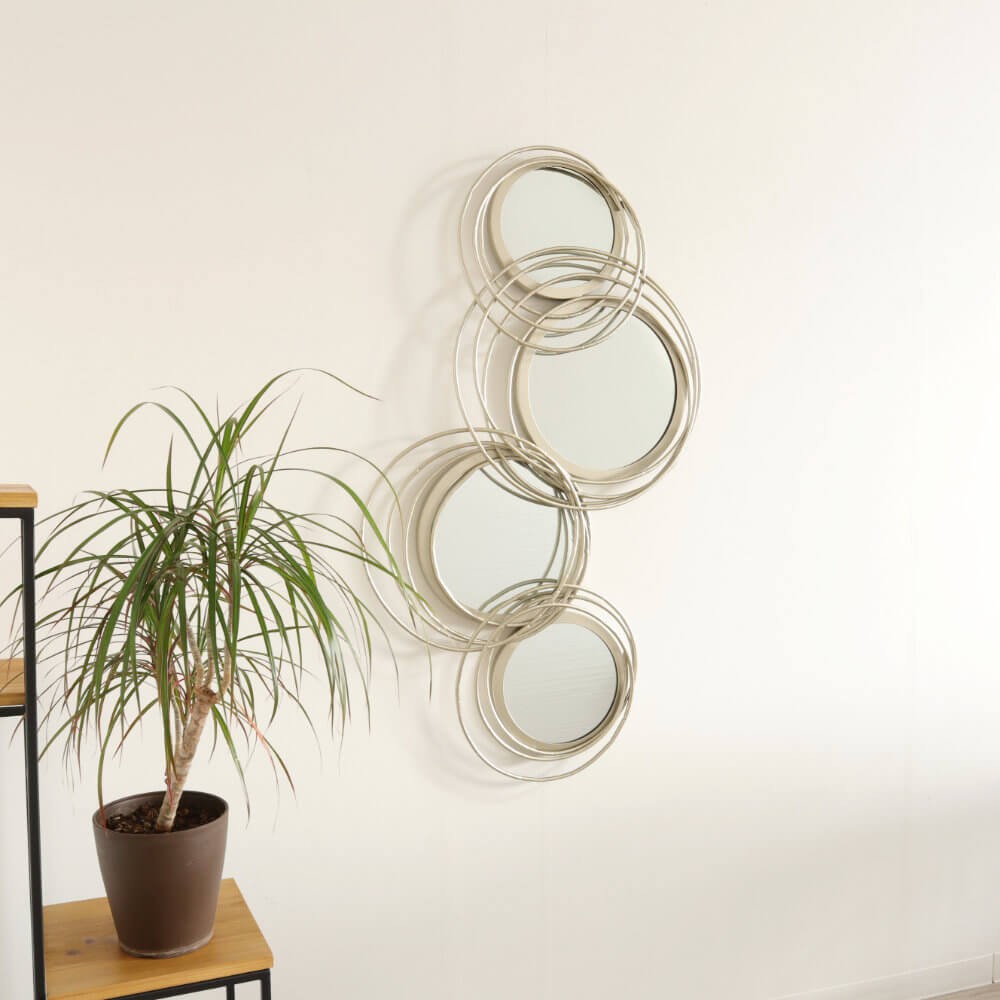 Silver Triptych Wall Mirror, Simple Modern, 57×101 cm