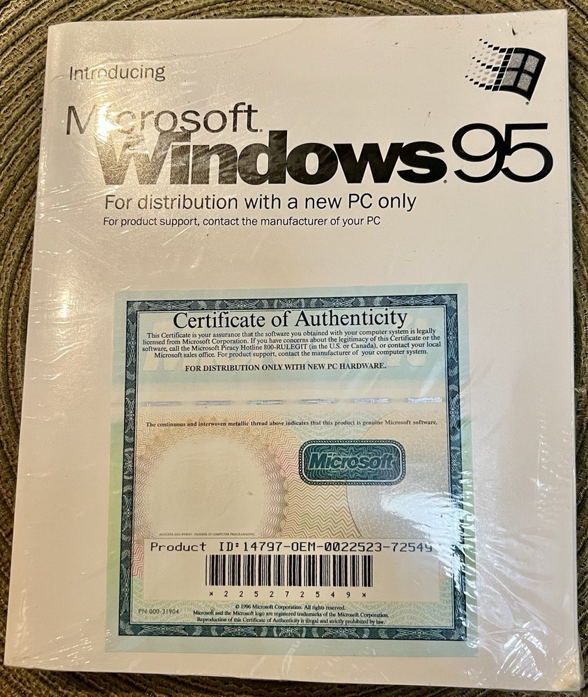 Windows 95 CD-ROM Setup Boot Disk - "Distribution with a new PC only"