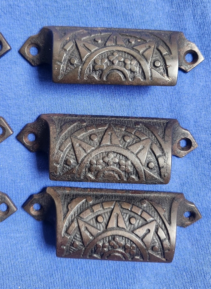6 Antique Victorian Cast Iron Drawer Pulls Sargent & Co.
