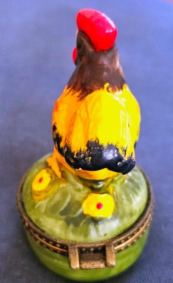 Nice 3" Ceramic Rooster Mini Trinket Box