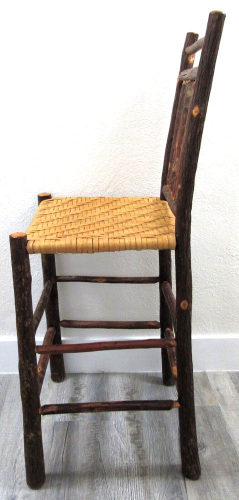 Primitive Wood with Cane Woven Seat Counter Stool