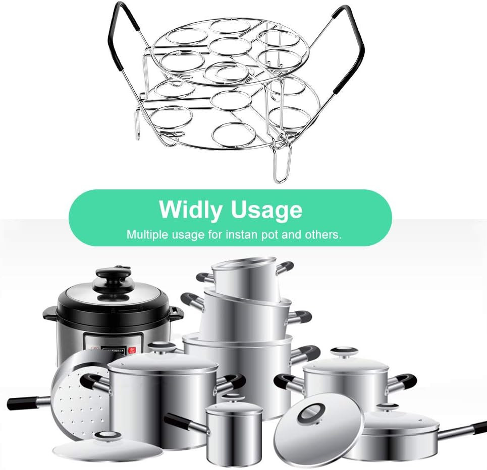 Stackable Egg Steamer Rack, Egg Cooking Rack with Heat Resistant Silicone Handl