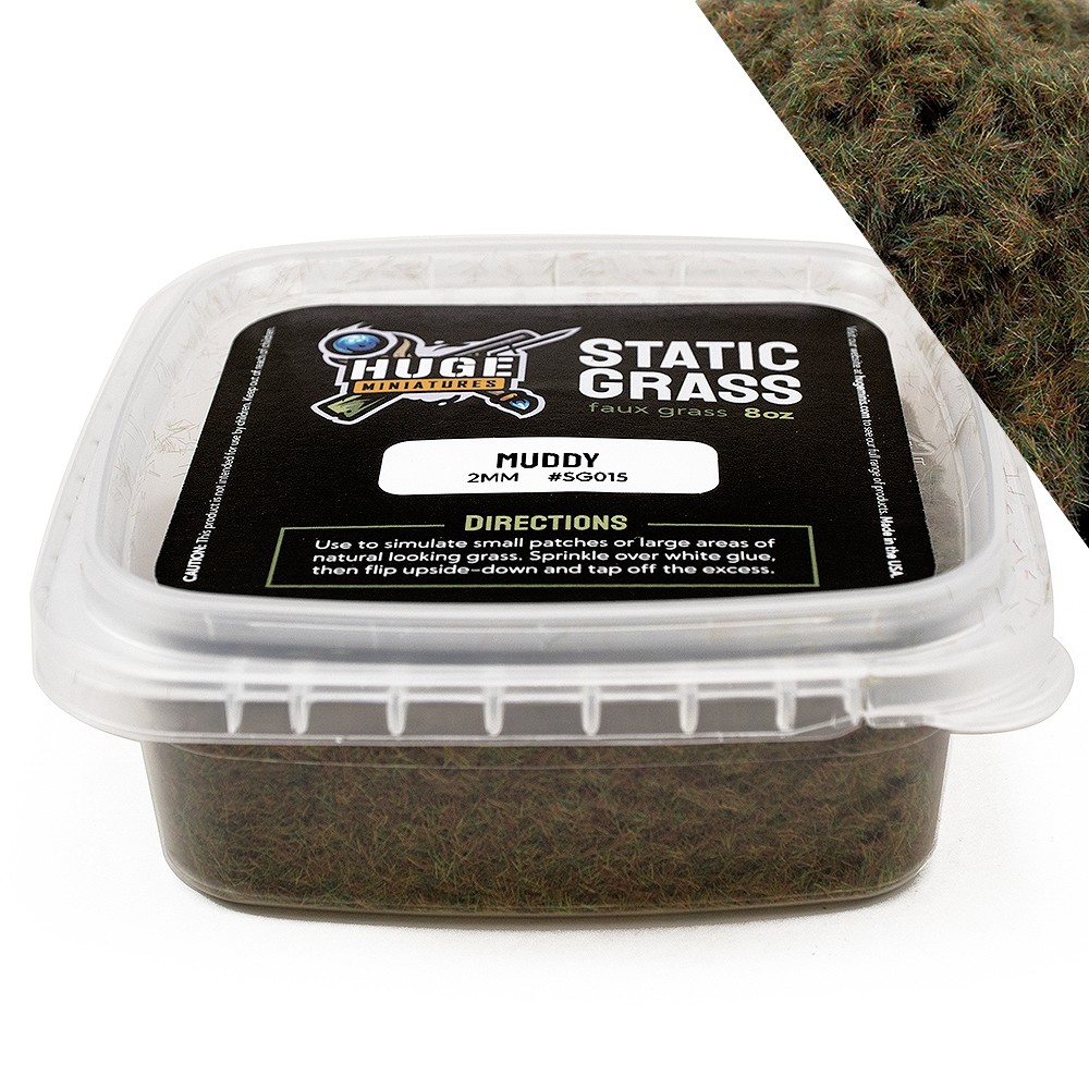 Huge Miniatures Static Grass, Muddy Green 2mm Fall Winter – 8oz Container