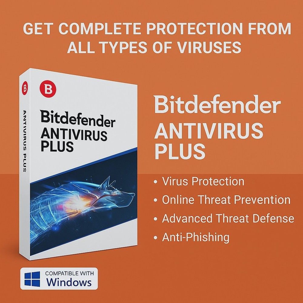 Bitdefender Antivirus Plus - 3 Years For 3 Windows Devices LATEST Version