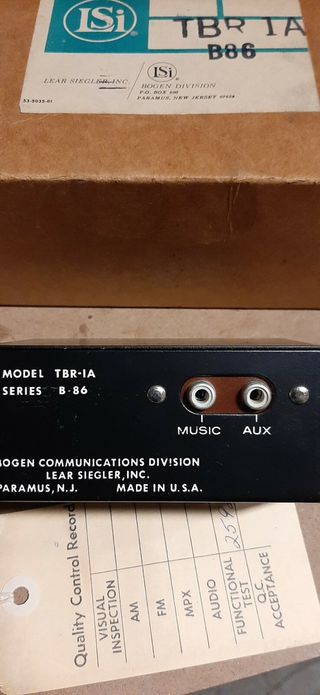 Bogen TBR-1A Amplifier Paging Relay