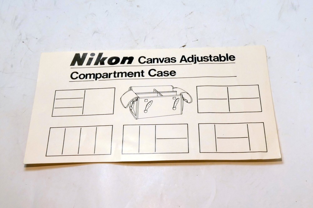 guide owner's manual for Nikon Canvas Adjustable Compartment Case