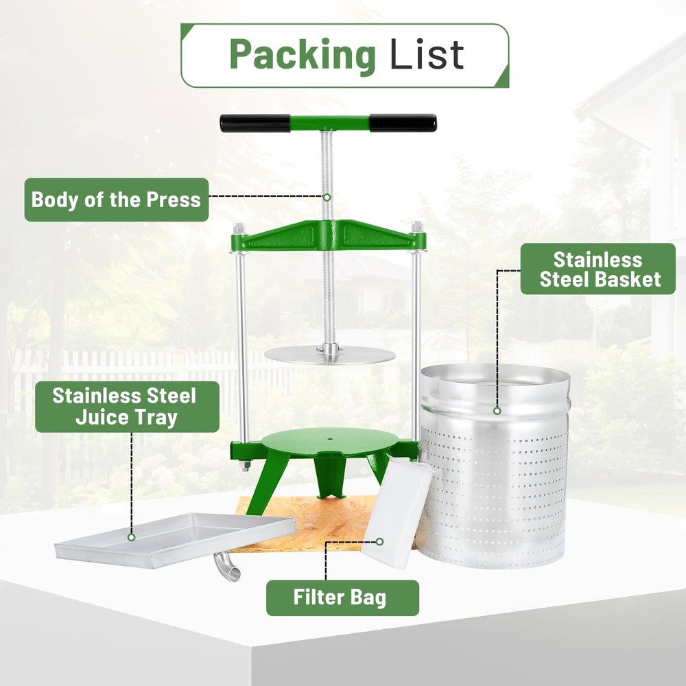 4 Gallon / 15L Fruit Press. All juice contact parts are AISI 304 Stainless St...