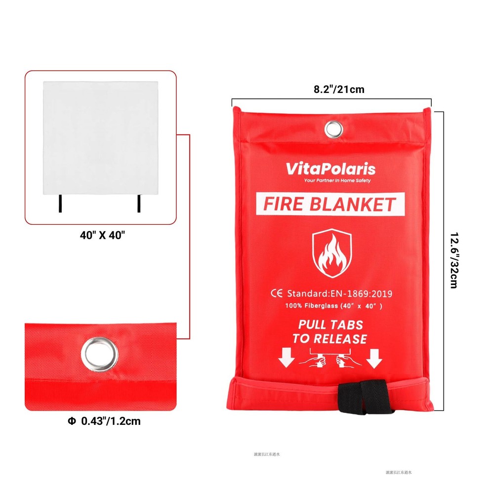VitaPolaris Heavy-Duty 2PACK, Red Storage Bag With White Fire Blanket